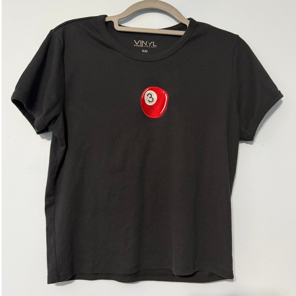 Vinyl Threads XXL Black 8 Ball Graphic T-Shirt Red 3 Patch Short Sleeve 2255